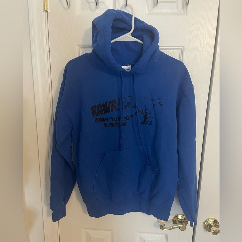 Gildan Blue Dinosaur Graphic Hoodie